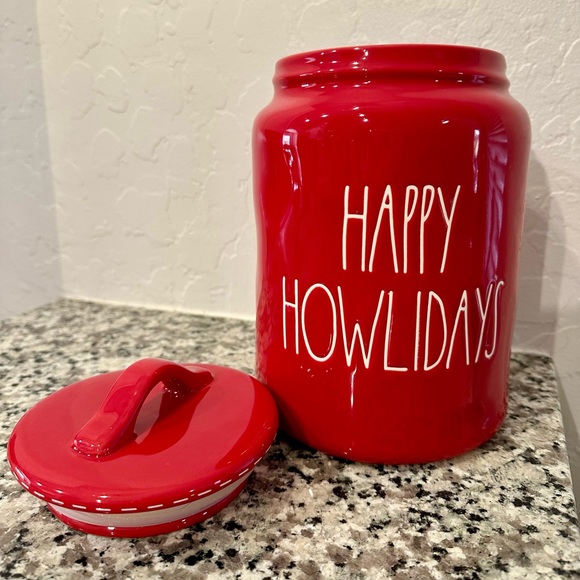 Rae Dunn Happy Howlidays Dog Treat Ceramic Canister - Picture 3 of 3